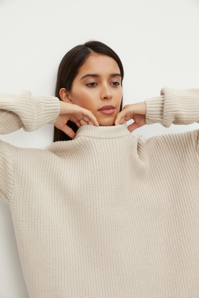 Свитер базовый из хлопка (one size, мокко) 